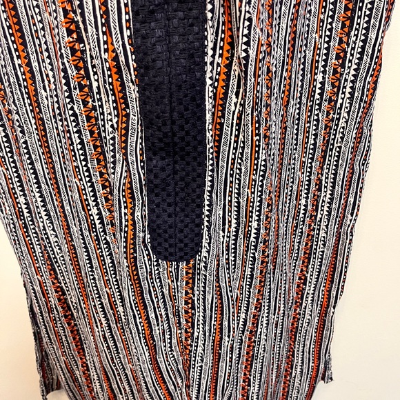 Kate Landry Casuals House Dress Caftan Front Zip Crochet Boho Multicolor X1 - Picture 4 of 7